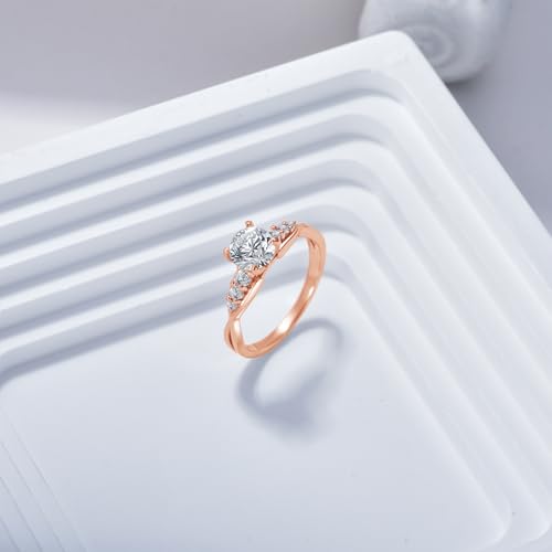 1.24 Carat(ctw) Round Cut Moissanite/Lab-Grown Diamond Engagement Ring for Women Custom Twisted Wedding Ring in Sterling Silver/10K/14K/18K Solid Gold(D Color, VVS Clarity)4