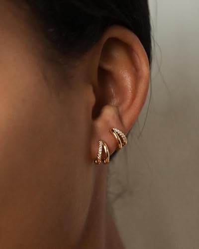Gold Hoop Earrings for Women,14K Gold Huggie Hoop Earrings for Gift3