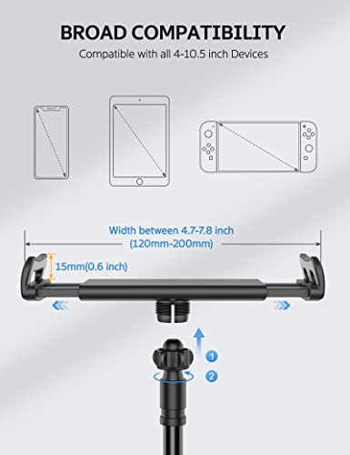 Image of Rupoku Gooseneck Tablet Holder Phone Stand, Flexible Tablet Stand, 360 Adjustable Lazy Arm Holder Clamp Mount Bracket Bed for 4.0~10.5 inch iPad Air Mini, Galaxy Tabs, iPhone, Switch, Kindle Fire, etc