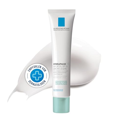 La Roche Posay Hydraphase HA UV Leicht, Tagescreme mit Lichtschutzfaktor 25 sowie Hyaluronsäure und Glycerin, Gesichtspflege für empfindliche, feuchtigkeitsarme und fahle Haut, 40 ml