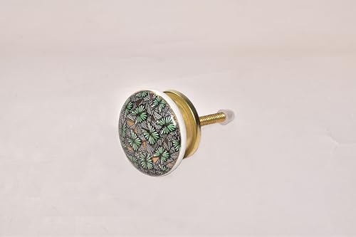 Image of Ceramic Knobs Drawer Pulls for Cabinets and Cupboards (38mm, Gold Multicolour) - Pack of 4 knobs (Nature)