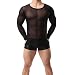 Produktbild Sking Herren Unterhemd Transparent T-Shirt Langarm Tank Top Shirt Nachtwäsche Männer Reizvoll Unterwäsche (M, schwarz)