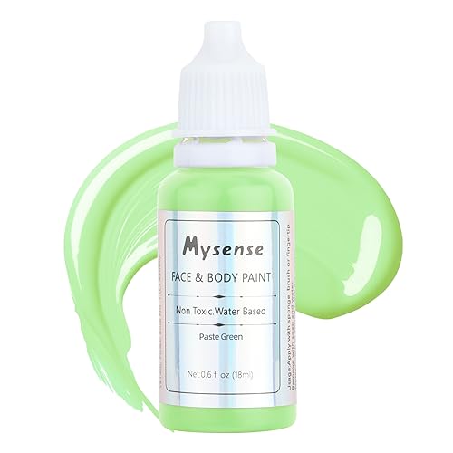Mysense Pastel Green Face Body Paint,Water Based Washable Face Paint,Non-toxic Cream Body Paint for Adults and Children,Green Facepaint Foundation for Halloween SFX Cosplay Makeup,0.6oz