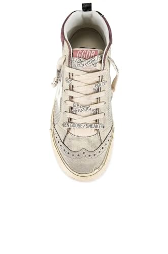 Golden Goose Women's Fashion Distressed Sneakers - Mid Star Net and Suede Upper Vintage Leather Toe and Spur Leather Trendy Shoes White4