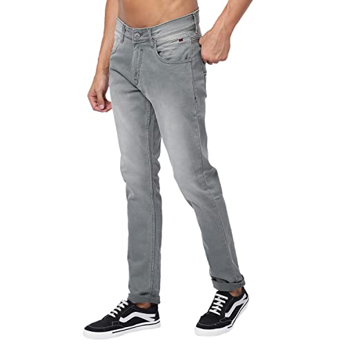 Image of Cantabil Men Blue Cotton Regular Fit Casual Jeans (P MDNM00165 Beige)