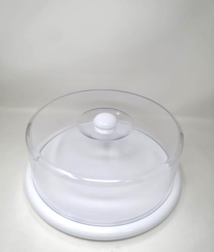 Consejos para Comprar Paneras comprados en linea. 49 Panera pastelera de plástico transparente y plato color blanco, con acabado tipo cristal.