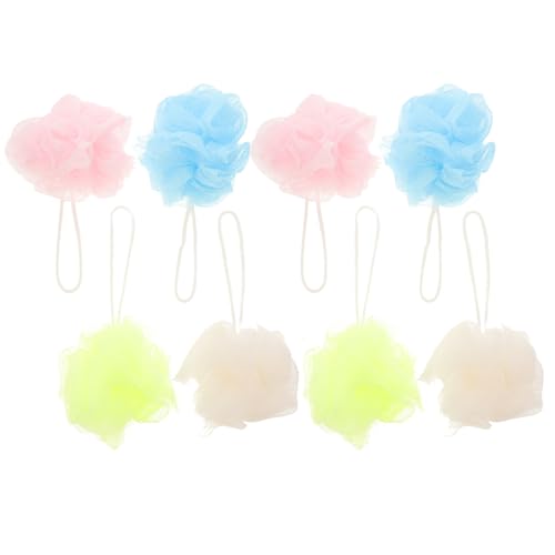 PartyKindom 8pcs Colored Mesh Bath Balls for Shower and Exfoliation Durable Back Scrubber with Hanging Rope Random Colors for Easy Use Random Color