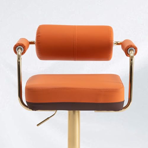 Butacos de Bar Set de 2, Cómodos Butacos Modernos con Tapizado en Cuero Sintético PU y Base de Metal, Asientos Giratorios con Respaldo y Reposabrazos para Comedor o Pub, Color Naranja miniatura 5