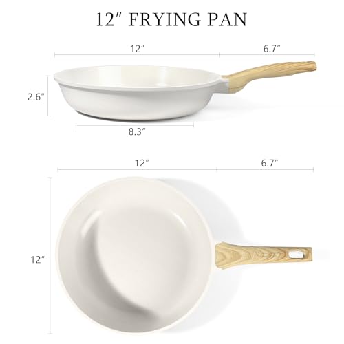 Image of GiPP Ceramic Nonstick Frying Pan - 12 Inch Healthy Non-Toxic Non Stick Skillet Omelette Pans, Induction Compatible Chef Pan, PFAS & PFOA-Free, Dishwasher Safe, Stay Cool Handles