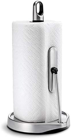 simplehuman KT1086 Quick Load Wall Mounted Kitchen Roll Holder, Suitable for Under Cupboard Cabinet, Easy One Sheet Tear, Easy to Install(Fits Kitchen Rolls Measuring 22-23cm), Brushed Stainless Steel