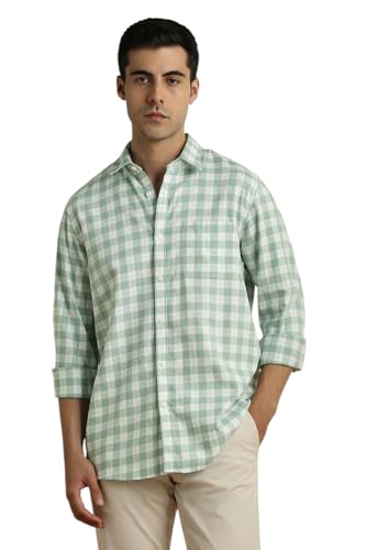 Peter England Slim Fit Checkered Shirt for Men – Full Sleeves | C...