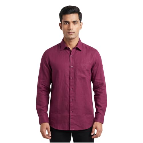 Image of Men's Regular Fit 100% Cotton Solid Casual Shirt