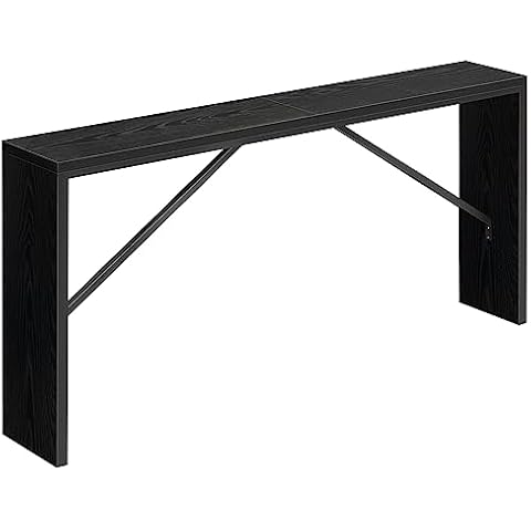 MAHANCRIS Console Table, 62.2" Long Sofa Table Behind Couch, Narrow Entryway Table, Farmhouse Dining Table with Angled Metal Frame, Industrial Console Table for Entryway, Black CTHB15801 Cover
