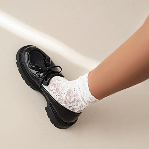British Style Women's Fashion Loafers, Patent Leather Tassel Loafers, Black Thick-Soled Loafers, Slip-on Thick-Soled Loafers, Simple Casual Flat Shoes, Plus Size Shoes.002black,size10 by MASIKA - Used condition - Image 6