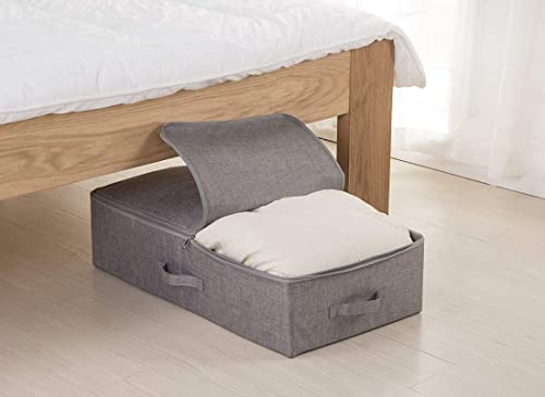 iwill CREATE PRO 2er-Pack, faltbare Aufbewahrungsboxen mit Deckel unter dem Bett, platzsparende Aufbewahrungsboxen für Schlafzimmer, Kleiderschrank, Dachboden, Beige