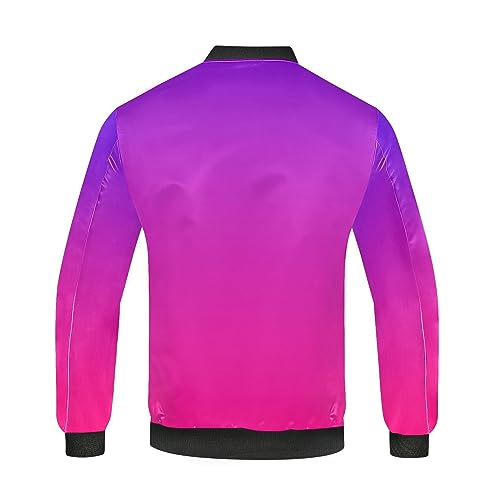CHIFIGNO Purple Pink Gradient Coat for Men, Lightweight Jackets for Men Windproof Casual Jacket Zip Up Coats Outwear S4