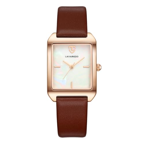 Timever Orologio da Donna Elegante Rettangolare al Quarzo Analogico - Quadrante Minimalista con 3 Lancette - Cinturino in Pelle - Resistente all'Acqua 3 ATM - Regalo Donna