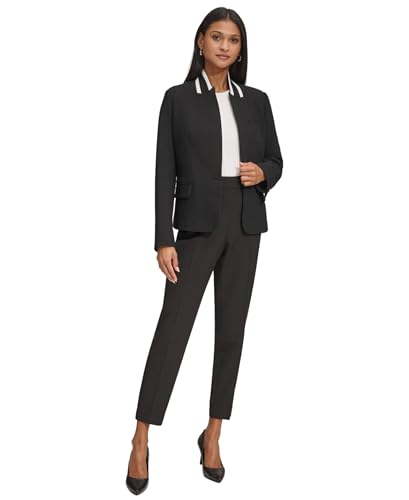 KARL LAGERFELD Women's Business Casual Contrast Collar Suit Blazer