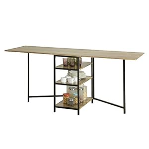 SoBuy klaptafel met 2 kleppen en 3 opslagplanken, Opvouwbare Keukentafel, Opklapbare Eettafel, Ruimtebesparend, 180 x 60…