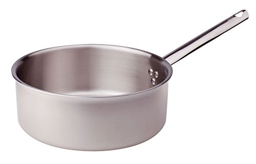 Pentole Agnelli ALIX107ALIN24 Casseruola Bassa con Manico in acciaio, Trilaminato Alluminio-Acciaio per induzione, 24 cm