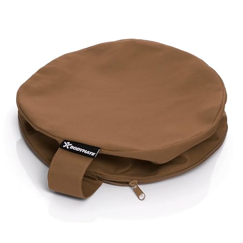 BODYMATE Cojín de yoga redondo | 31 cm diámetro 13 cm alto | Relleno de cáscaras de trigo sarraceno | Funda extragruesa y lavable en lavadora de algodón 100% | Cojín de meditación | Cojín de asiento
