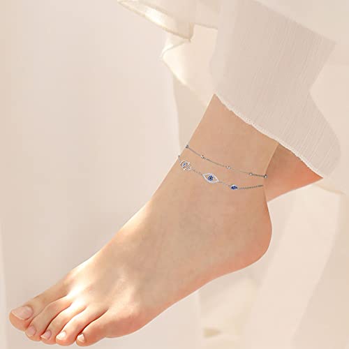 Image of Yearace Anklet for Women S925 Sterling Silver Adjustable Foot Beaded Chain Lotus Flower Claddagh Dragonfly Witches Knot Ankle Bracelet Summer Beach Anklets Jewelry Gift