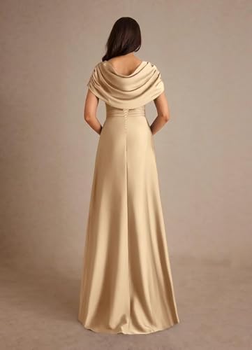 Chiffon Mother of The Bride Dresses Long for Women Cape Sleeves Ruffles Wedding Guest Dress with Slit LN1642