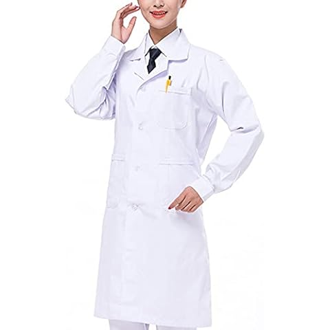 Lab Coat Unisex Plus Size White Medical Coat For Doctor Nurses Hospital School Uniform For Student Healthcare Workwear SIGOYI, M Cover
