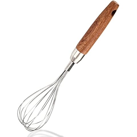 ESSBES Stainless Steel Wooden Handle Whisk - Home Kitchen Whisk Multi Function Hand Whisk Non Stick Balloon Whisk Easy to Clean Suitable for Home Restaurant Stir Eggs, Cake Batter Cover