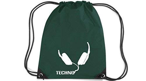 Disponibile in 19 Colori shirtstown Premium Gymsac musiclogo Cuffia TECHNO - Verde Bottiglia, 33 cm x 45 cm
