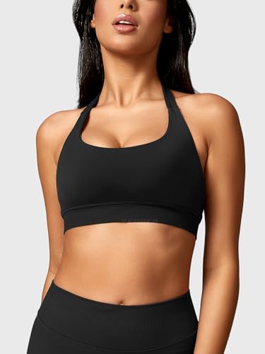 YEOREO SoftHue Women Halter Sports Bra Workout Seamless Padded Basic Bra Open Back Yoga Gym Crop Top4