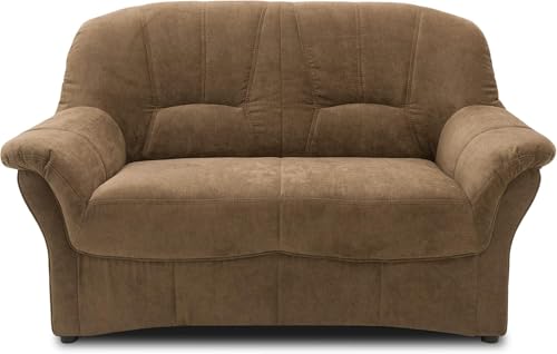 DOMO. collection Sofa Bahia FK, 2er Couch mit Federkernpolsterung, Federkernsofa in klassischem Design, 2 Sitzer, Polstermöbel 153 x 57 x 91 cm (BxTxH), braun