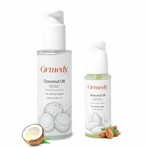 Image of Coconut & Almond Hair Strengthening Oil - Starter Pack | Natural Cold-Pressed Oil for Strong, Healthy, Shiny Hair & Nourished Scalp
