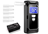 Genérico Alcoholímetro Digital Profesional - Sensor semiconductor de Alta precisión - Control de alcoholemia - Alcoholímetro portátil - Incluye 5 boquillas Reutilizables - Pantalla LCD