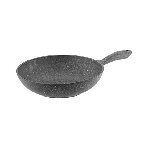 Hascevher Germanitium Wok Pan with Easy Clean, Non-Stick, Scratch-Resistant PFOA Free Granite Coating (Black, 28 cm) Cover