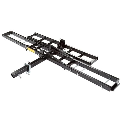 Black Widow Steel Motorcycle Carrier with Ramp for 2-Inch Receiver, 500 lb Capacity - Hitch-Mounted Dirt Bike and Scooter Hauler with Grit-Coated Track and Anti-Rattle Device for SUVs and Trucks