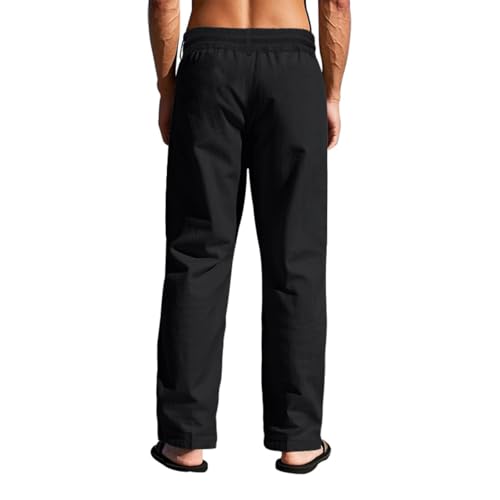 NATHGAM Men's Casual Soft Cotton Pants Lightweight Loose Fit Straight Wide Leg Trousers Quick Dry Comfort Summer Beach Pants4