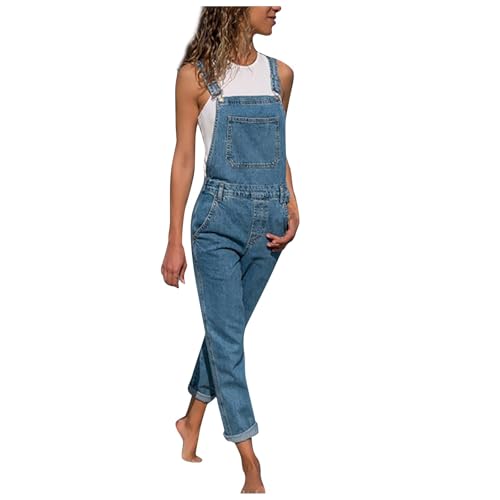 Blaue Latzhose Damen Zwerg Fasching Karneval - Damen Latzhose Jeans Baggy Jumpsuit Oversize Overall mit Taschen Blaue Latzhose Damen Zwerg Fasching Karneval - Damen Latzhose Jeans Baggy Jumpsuit Oversize Overall mit Taschen