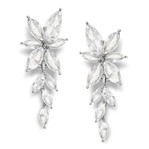 SWEETV Marquise Rhinestone Wedding Earrings for Brides Bridesmaids, Elegant Bridal Earrings,Crystal Formal Dangle Drop Earrings for Women Prom Jewelry Gifts