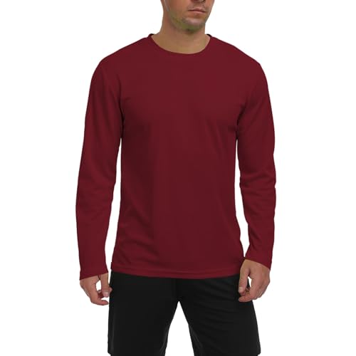 Men's Long Sleeve Sun Shirt Lightweight Workout UV Protection Quick Dry Hiking Tee Shirts Cycling Fishing Athletic Tops
