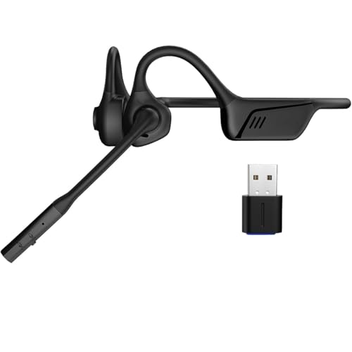 Bluetooth Wireless Headset,Open Ear Wireless Headphones with Mic, Wired Speakers,Hands-Free Call,Dual Connection,Audio Receiver for Business, PC/PS4/PS5/Online Teaching/Meeting/Call Center