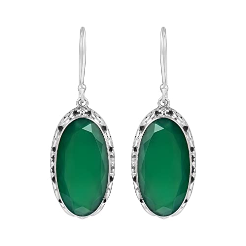 Pendientes de plata 925 de ónix verde joyería fina mujer esposa novia