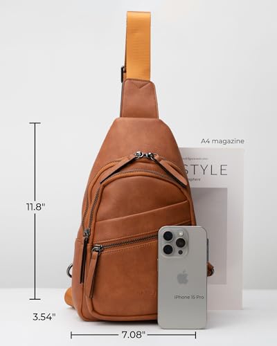Image of Alldaily Large Sling Bag for Women Crossbody Purse Leather Fashionable Trendy Chest Bag for Travel, Fanny Pack (Brown)