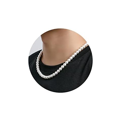 P. BLAKE Men's Pearl Necklace 8mm White 18 Inches Cover