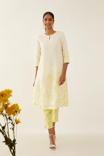 Image of Taneira Women Off White Pure Viscose Applique Kurta (KUSS23CW0077XL-Off White-XL)