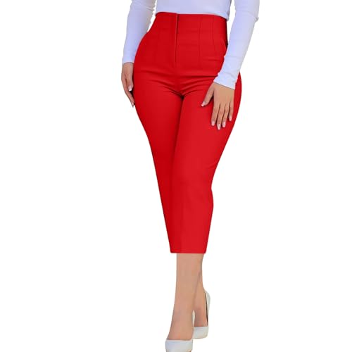 Hvyesh Womens Business Casual Capri Pants Summer Trendy 2025 Pleated High Waisted Capris for Women Wide Leg