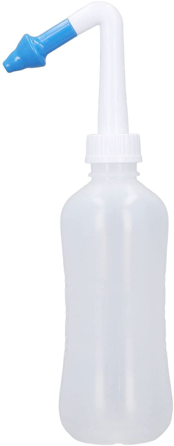 Nasal Irrigation Bottle, 300ml Nasal Nose Wash Bottle Nose Wash Cleaner Neti Pot Sinus Rinse Bottle Adults Children Nasal Rinse Bottle for Nose Care, Rhinitis, Nose Allergic (Blue Nose with One Hole)