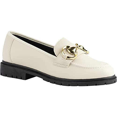 Mocassim Feminino Boyfriend Sapato Tratorado Casual Loafers MOT1 offwhite36