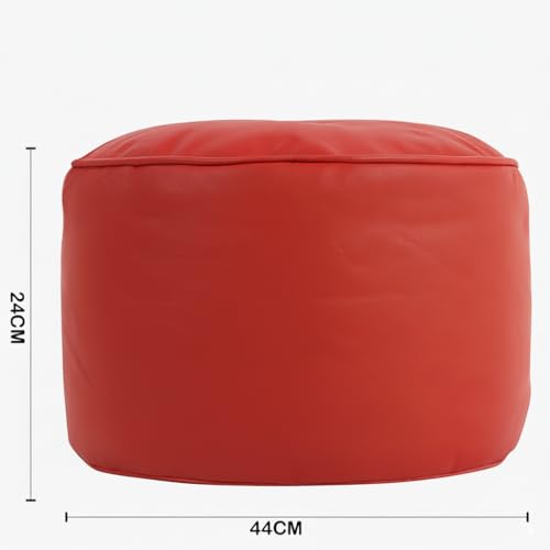 Image of Premium Faux Leather Footstool /Footrest /Pouffe | EPS Beans Filled | Ready to Use | Soft Cushioned Ottoman | Durable Leatherette Finish | Living Room, Bedroom & Office Color- (Red)