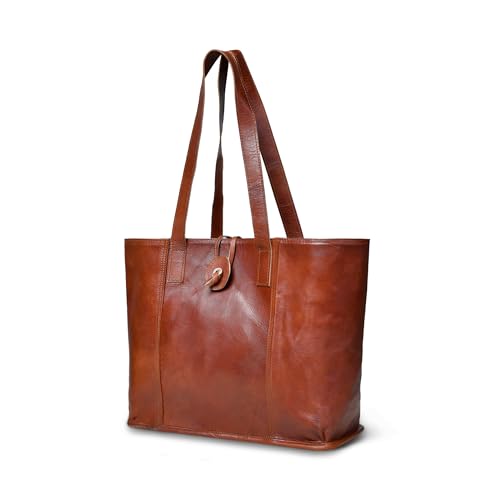 Vintage Genuine Leather Tote Handbag Shopper Purse Shoulder Bag for Women Office Laptop2